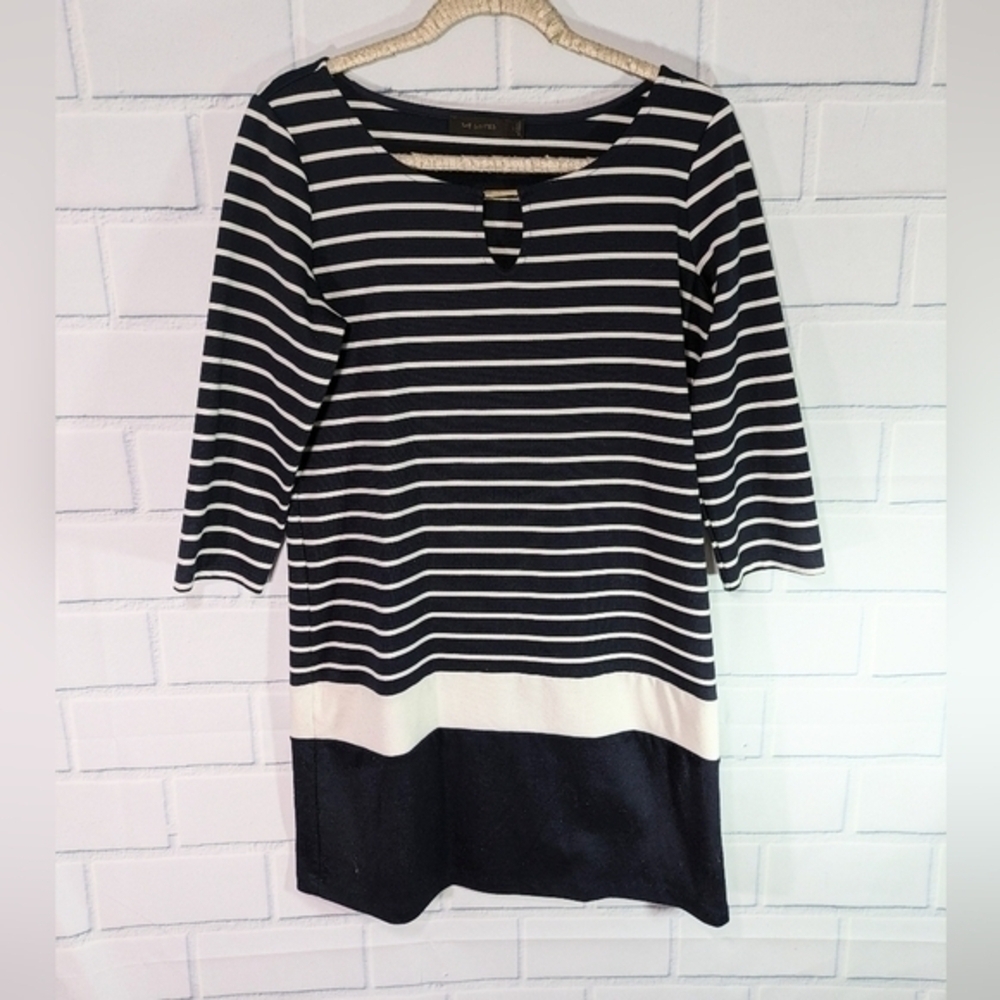 Limited Navy/White Striped 3/4 Sleeve Dress